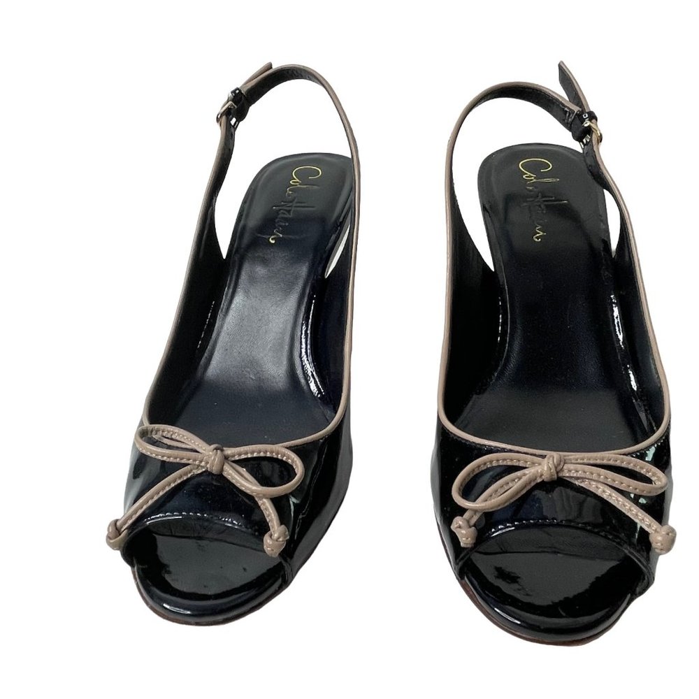 Cole Haan Air Talia Otbow Nike Air black patent women's size 7B peep toe shoe - Picture 1 of 10